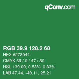 カラーコード: RGB 39.9 128.2 68 | qconv.com