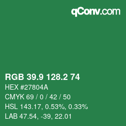 カラーコード: RGB 39.9 128.2 74 | qconv.com