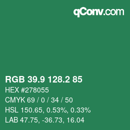 カラーコード: RGB 39.9 128.2 85 | qconv.com