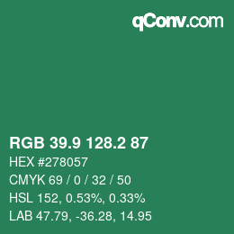 カラーコード: RGB 39.9 128.2 87 | qconv.com