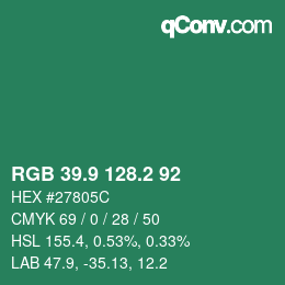 カラーコード: RGB 39.9 128.2 92 | qconv.com