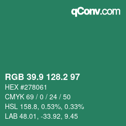 カラーコード: RGB 39.9 128.2 97 | qconv.com