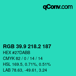 カラーコード: RGB 39.9 218.2 187 | qconv.com