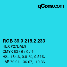 カラーコード: RGB 39.9 218.2 233 | qconv.com