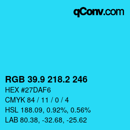 Color code: RGB 39.9 218.2 246 | qconv.com