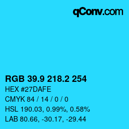 カラーコード: RGB 39.9 218.2 254 | qconv.com