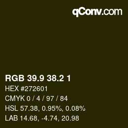 カラーコード: RGB 39.9 38.2 1 | qconv.com