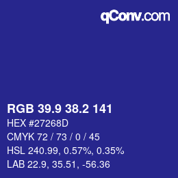 カラーコード: RGB 39.9 38.2 141 | qconv.com
