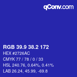 カラーコード: RGB 39.9 38.2 172 | qconv.com
