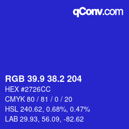 カラーコード: RGB 39.9 38.2 204 | qconv.com