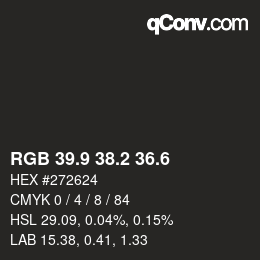 カラーコード: RGB 39.9 38.2 36.6 | qconv.com