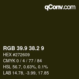 カラーコード: RGB 39.9 38.2 9 | qconv.com