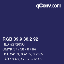 カラーコード: RGB 39.9 38.2 92 | qconv.com