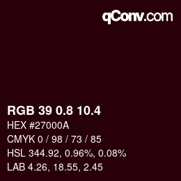 カラーコード: RGB 39 0.8 10.4 | qconv.com