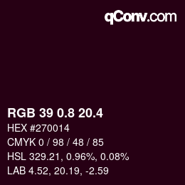 カラーコード: RGB 39 0.8 20.4 | qconv.com
