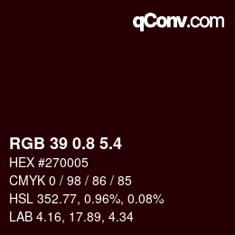カラーコード: RGB 39 0.8 5.4 | qconv.com