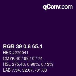 カラーコード: RGB 39 0.8 65.4 | qconv.com