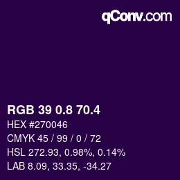 カラーコード: RGB 39 0.8 70.4 | qconv.com