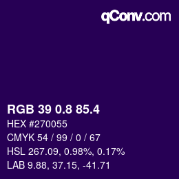 カラーコード: RGB 39 0.8 85.4 | qconv.com