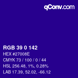 Color code: RGB 39 0 142 | qconv.com