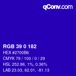 Color code: RGB 39 0 182 | qconv.com