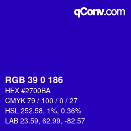 Color code: RGB 39 0 186 | qconv.com