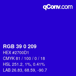 Color code: RGB 39 0 209 | qconv.com