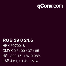 カラーコード: RGB 39 0 24.6 | qconv.com