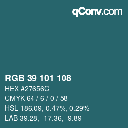 Farbcode: RGB 39 101 108 | qconv.com