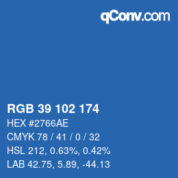 Color code: RGB 39 102 174 | qconv.com