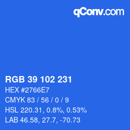 Color code: RGB 39 102 231 | qconv.com