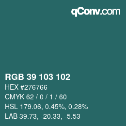 Color code: RGB 39 103 102 | qconv.com