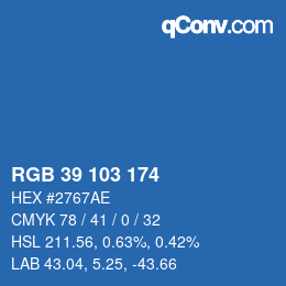Color code: RGB 39 103 174 | qconv.com
