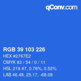 Color code: RGB 39 103 226 | qconv.com