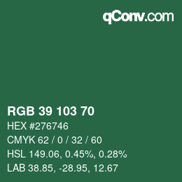 カラーコード: RGB 39 103 70 | qconv.com