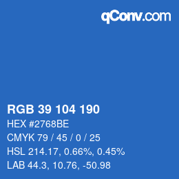 Color code: RGB 39 104 190 | qconv.com