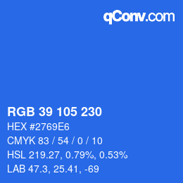 Color code: RGB 39 105 230 | qconv.com