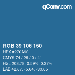 颜色代码: RGB 39 106 150 | qconv.com