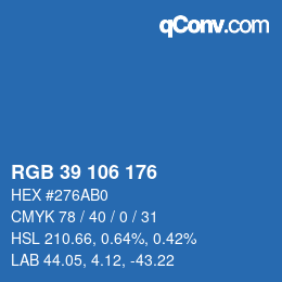 Color code: RGB 39 106 176 | qconv.com