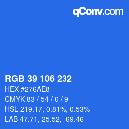Color code: RGB 39 106 232 | qconv.com