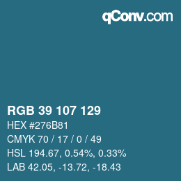 Color code: RGB 39 107 129 | qconv.com