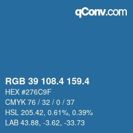カラーコード: RGB 39 108.4 159.4 | qconv.com