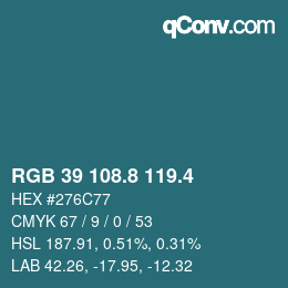 カラーコード: RGB 39 108.8 119.4 | qconv.com