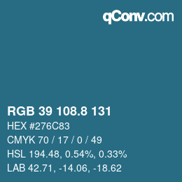 Color code: RGB 39 108.8 131 | qconv.com