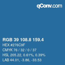 カラーコード: RGB 39 108.8 159.4 | qconv.com
