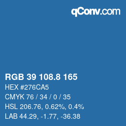 Color code: RGB 39 108.8 165 | qconv.com