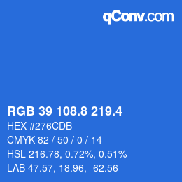カラーコード: RGB 39 108.8 219.4 | qconv.com