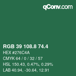 カラーコード: RGB 39 108.8 74.4 | qconv.com