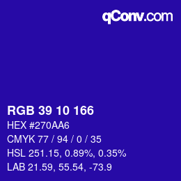 Color code: RGB 39 10 166 | qconv.com