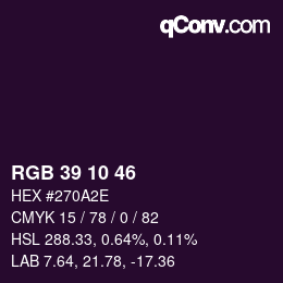 Color code: RGB 39 10 46 | qconv.com